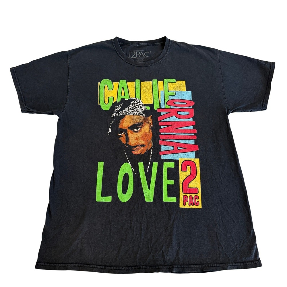 2Pac California Love Graphic T-Shirt Men's Large Black Tupac Shakur Rap Tee